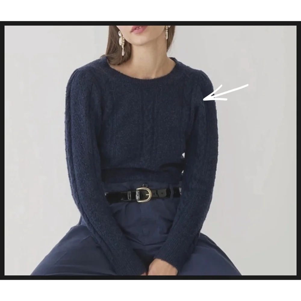 J. Crew Pointelle Cableknit Sweater Wool Alpaca Blend Navy Blue Size Medium